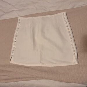 Zara White Skirt with Faux Button Detail
